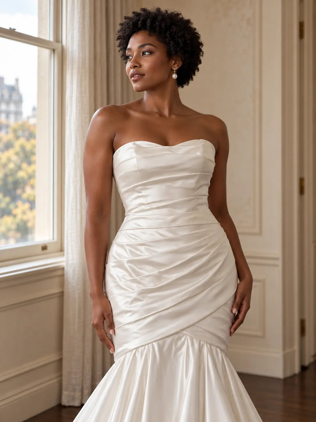 Colette Gown - Strapless Satin Mermaid Wedding Dress with Ruched Bodice Payton Bridal