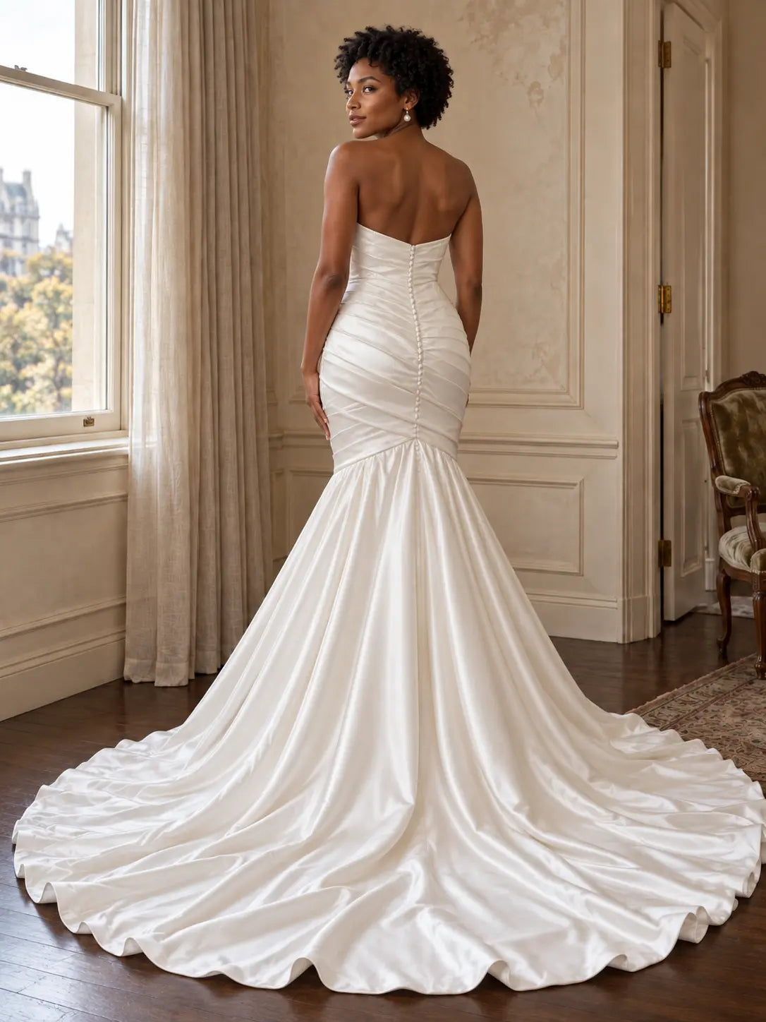 Colette Gown - Strapless Satin Mermaid Wedding Dress with Ruched Bodice Payton Bridal