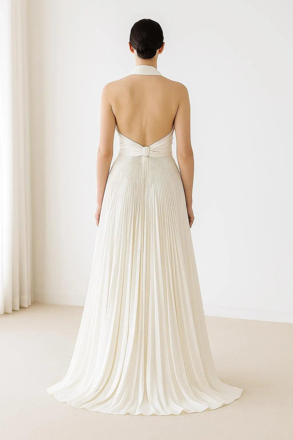 Pleated Ivory Halter Bridal Gown Payton Bridal