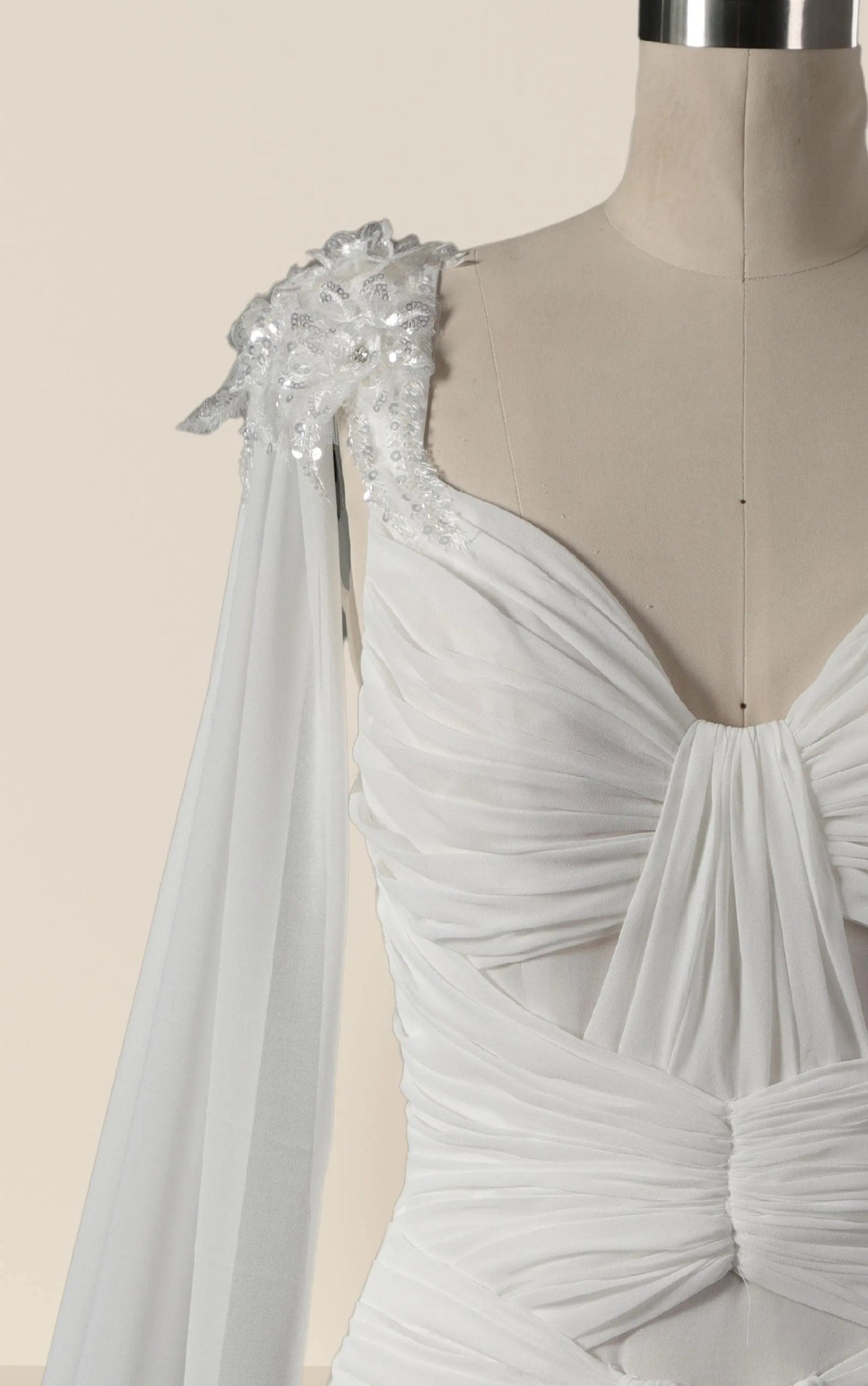 Ethereal Chiffon Wedding Dress with Detachable Cape Sleeves Payton Bridal