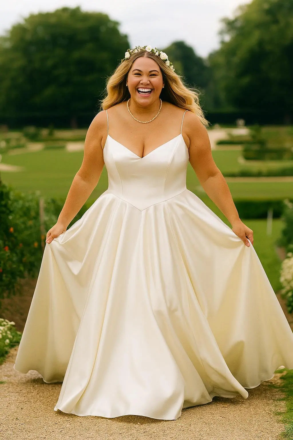 The Marlowe Satin Chapel Gown Payton Bridal