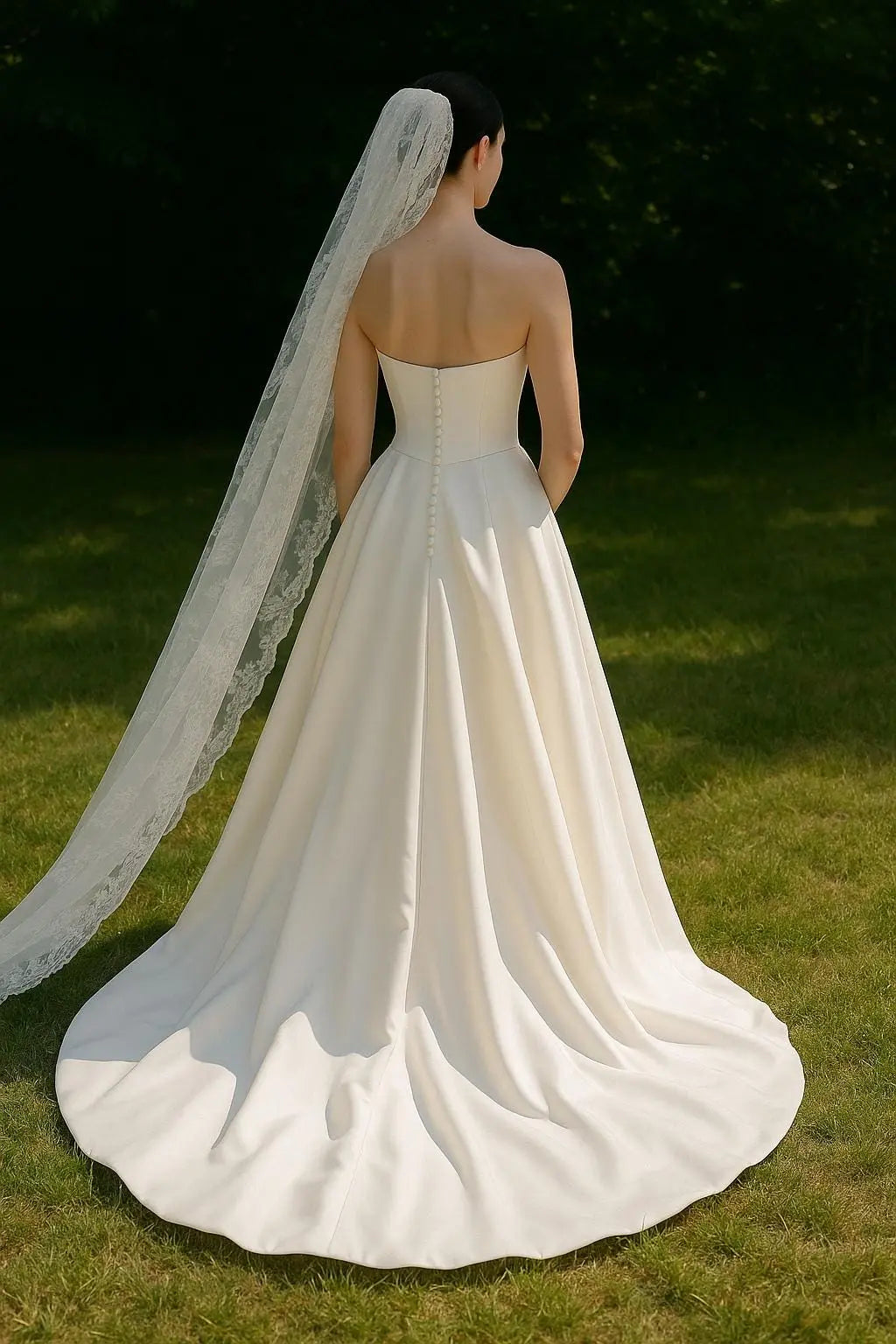 The Evangeline – Strapless Satin Wedding Dress with Lace-Up or Zip Back Payton Bridal
