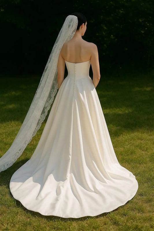 The Evangeline – Strapless Satin Wedding Dress with Lace-Up or Zip Back Payton Bridal