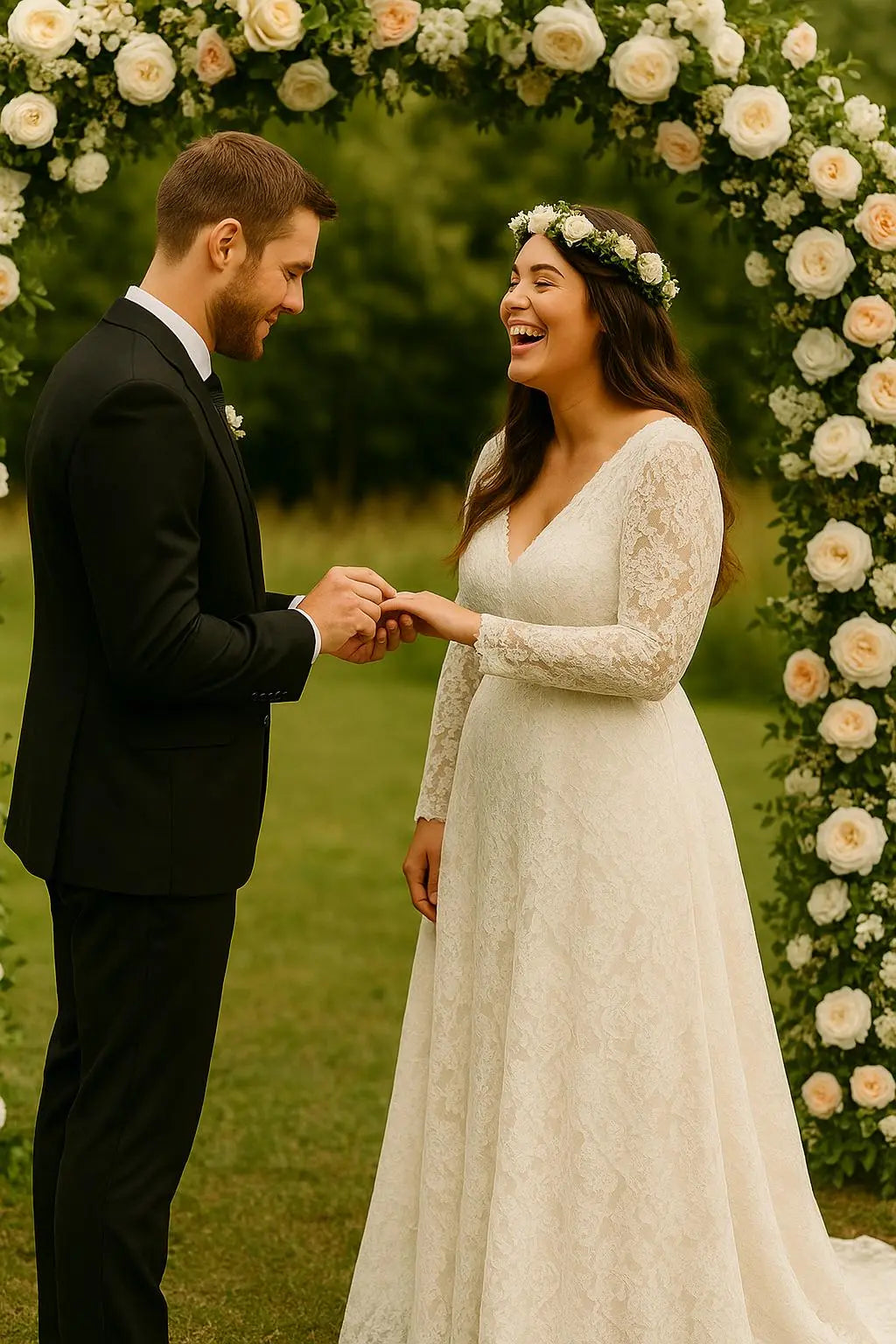 Boho Lace Wedding Dress – Long Sleeve with Optional Higher Back Payton Bridal