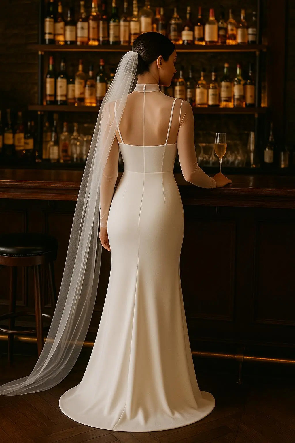 Sheer Chiffon & Crepe Wedding Gown | Modern Minimalist Bridal Dress Payton Bridal
