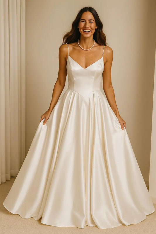 The Marlowe Satin Chapel Gown Payton Bridal