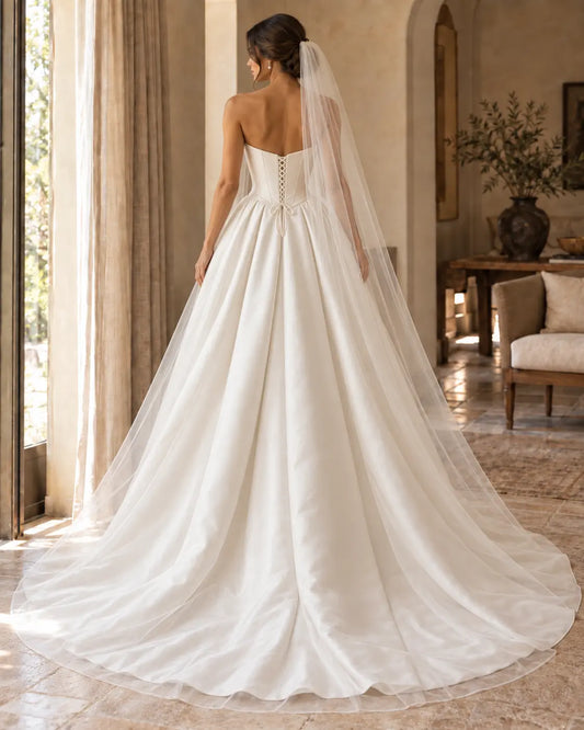 The Elara Gown - Ivory Mikado Satin Strapless Ballgown Wedding Dress Payton Bridal