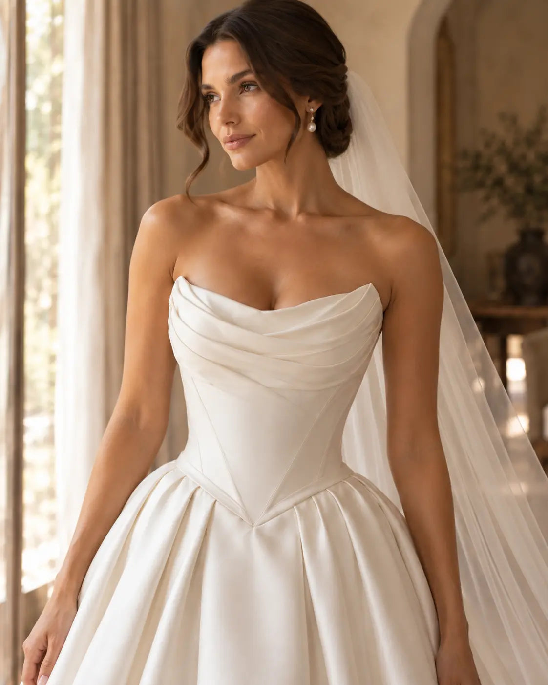The Elara Gown - Ivory Mikado Satin Strapless Ballgown Wedding Dress Payton Bridal