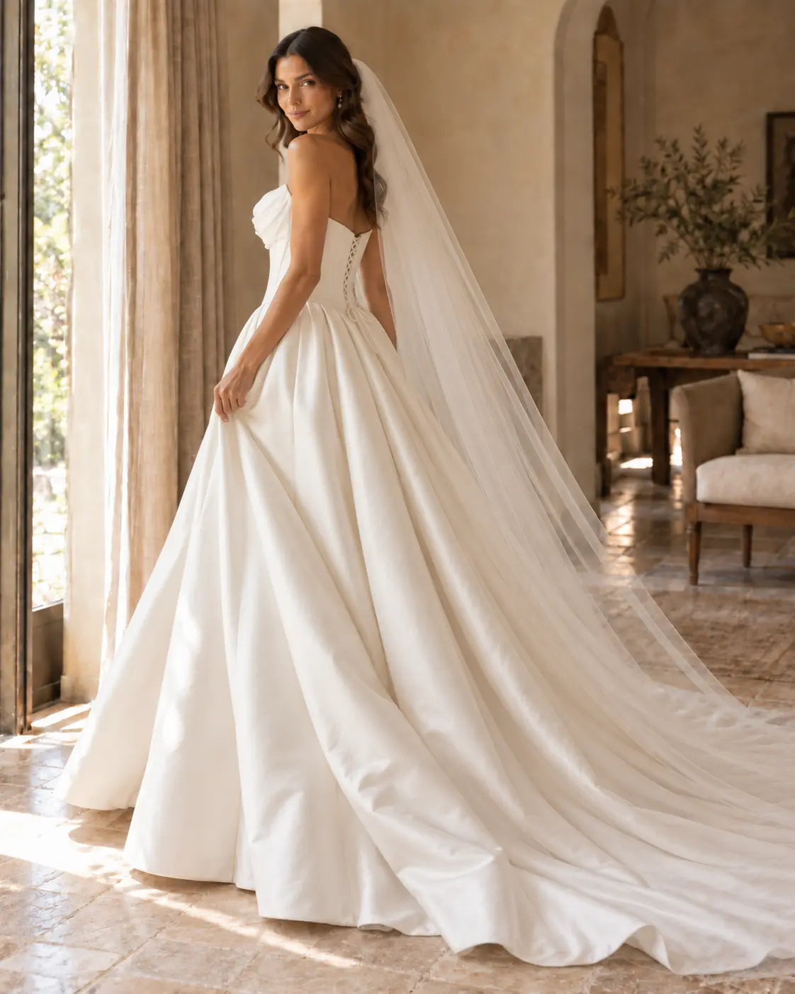 The Elara Gown - Ivory Mikado Satin Strapless Ballgown Wedding Dress Payton Bridal