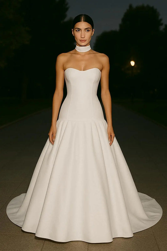 Crepe Strapless Drop-Waist Wedding Gown Payton Bridal