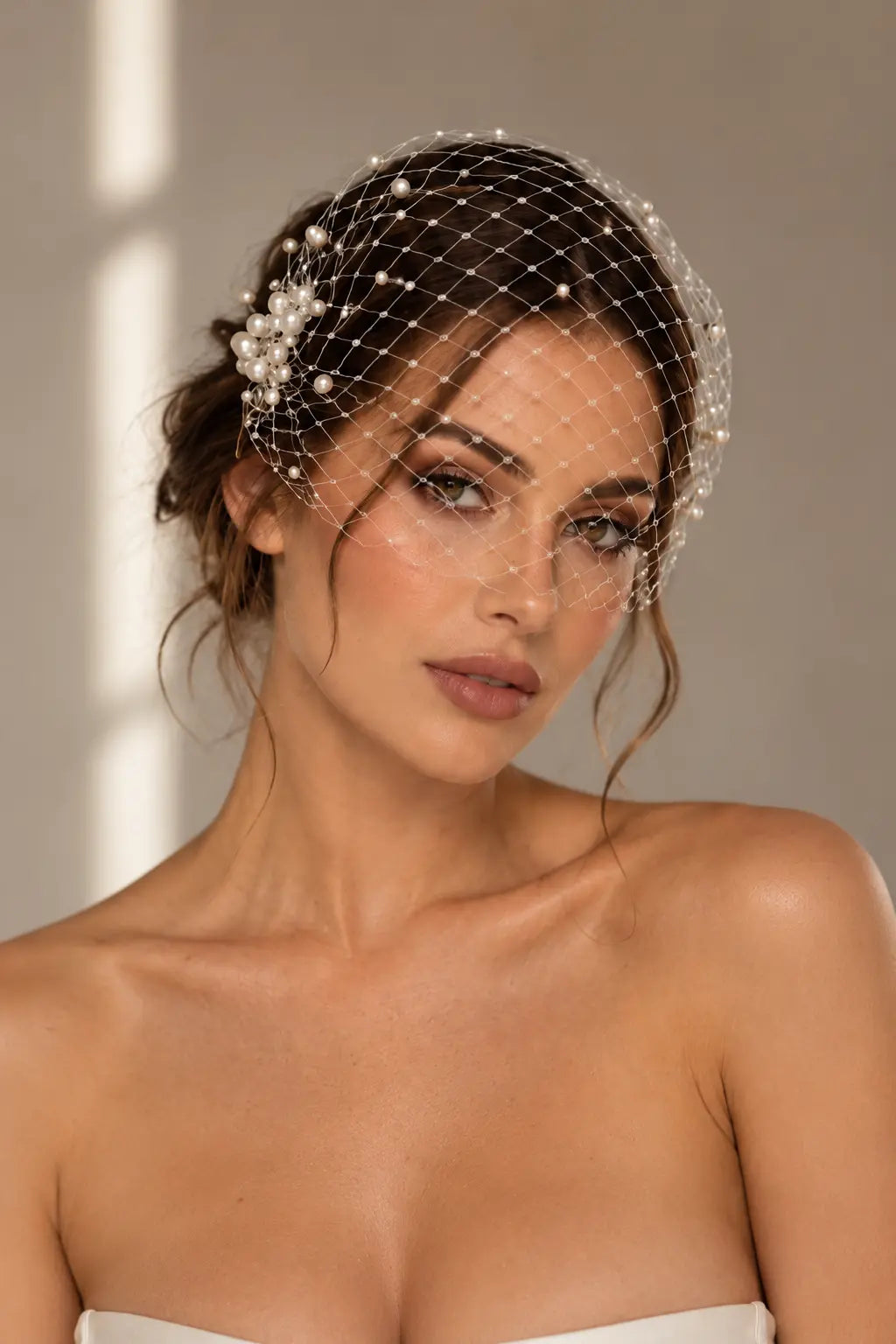Pearl Birdcage Bridal Face Veil | Vintage Wedding Accessory Payton Bridal