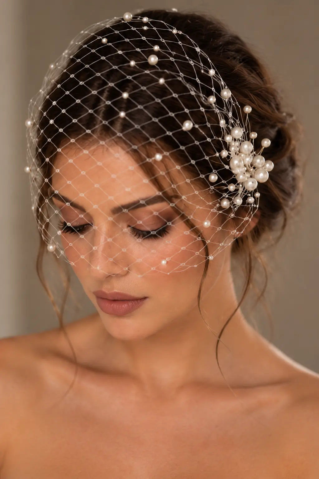Pearl Birdcage Bridal Face Veil | Vintage Wedding Accessory Payton Bridal
