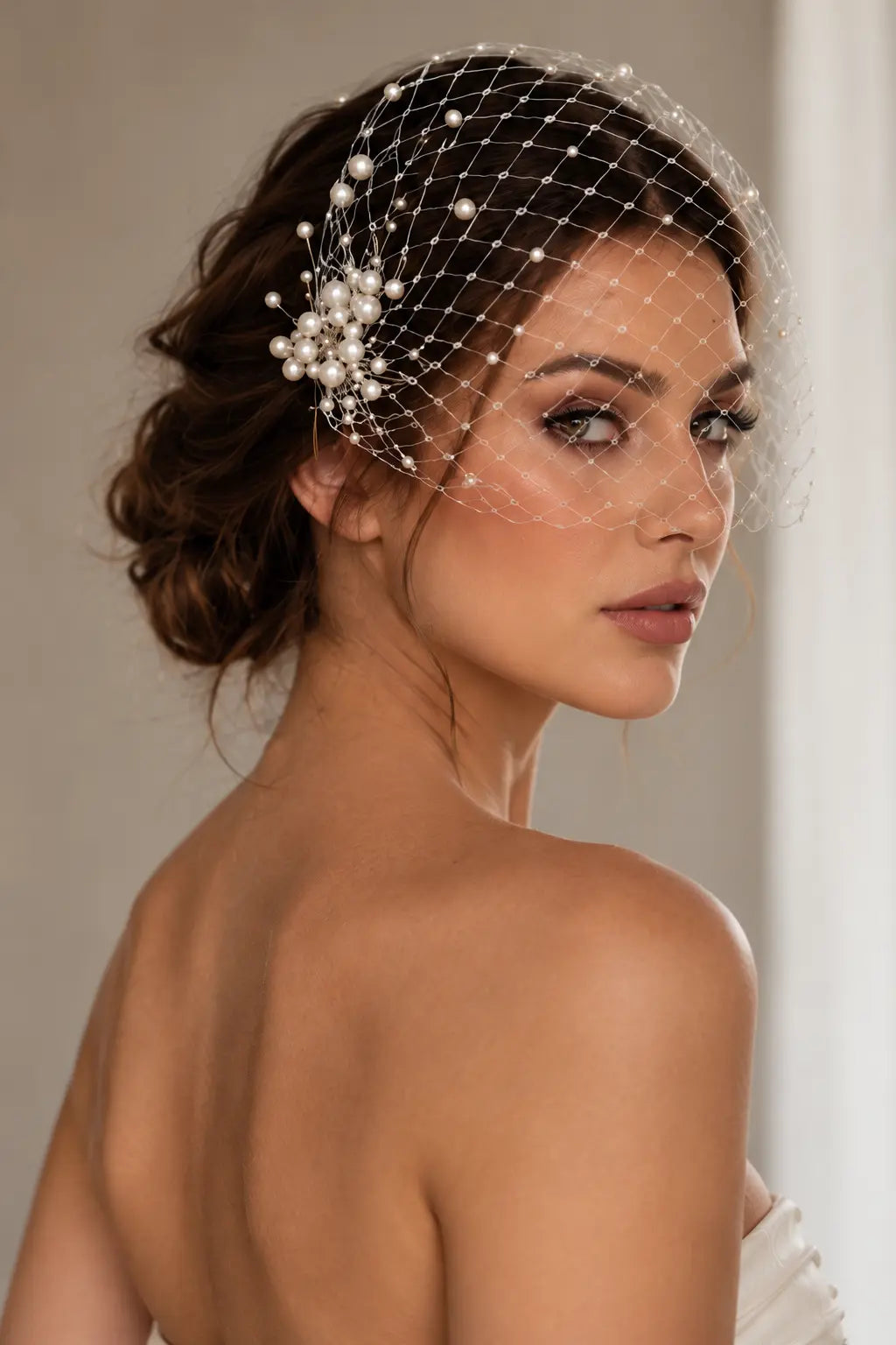 Pearl Birdcage Bridal Face Veil | Vintage Wedding Accessory Payton Bridal