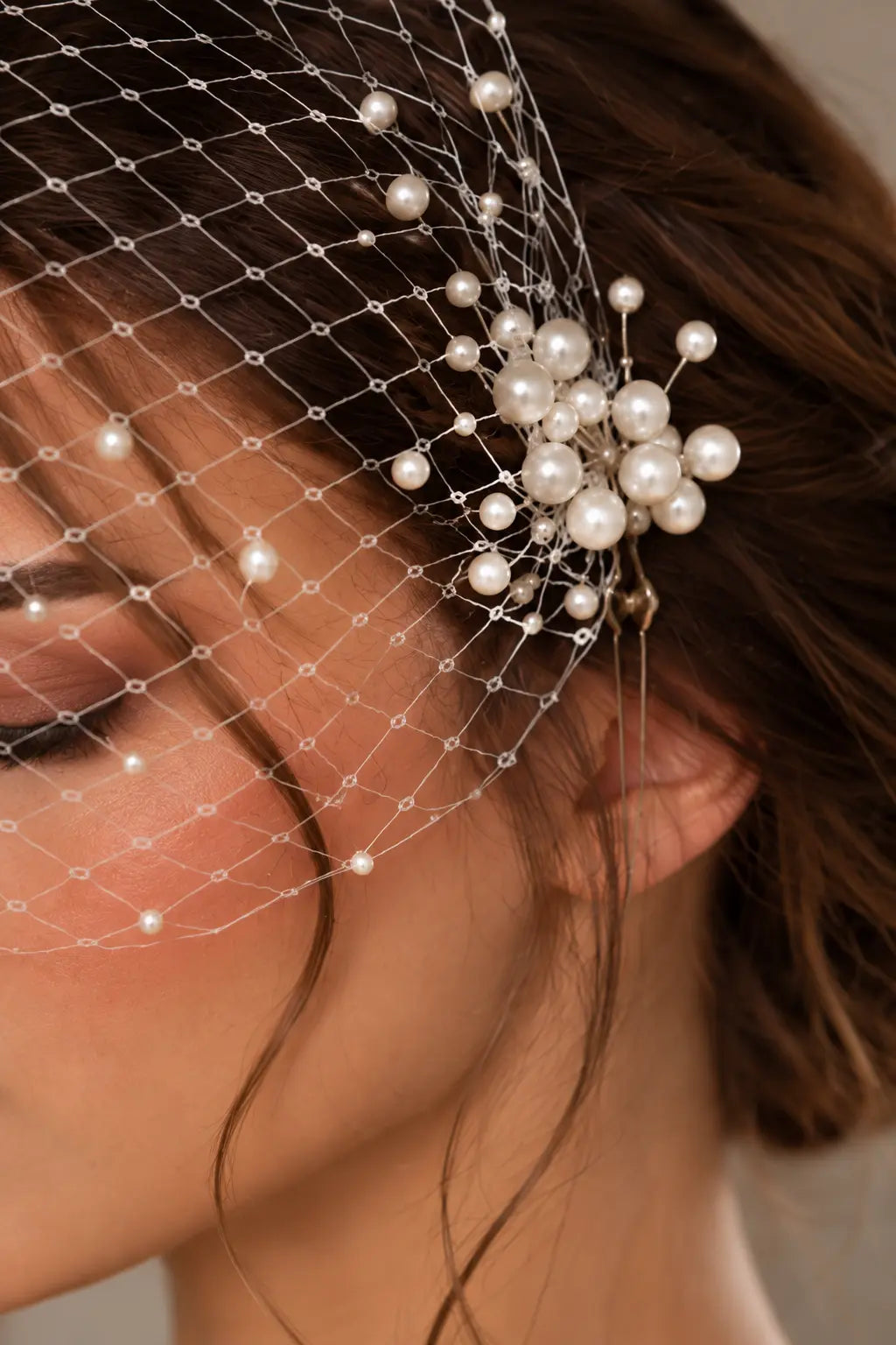 Pearl Birdcage Bridal Face Veil | Vintage Wedding Accessory Payton Bridal
