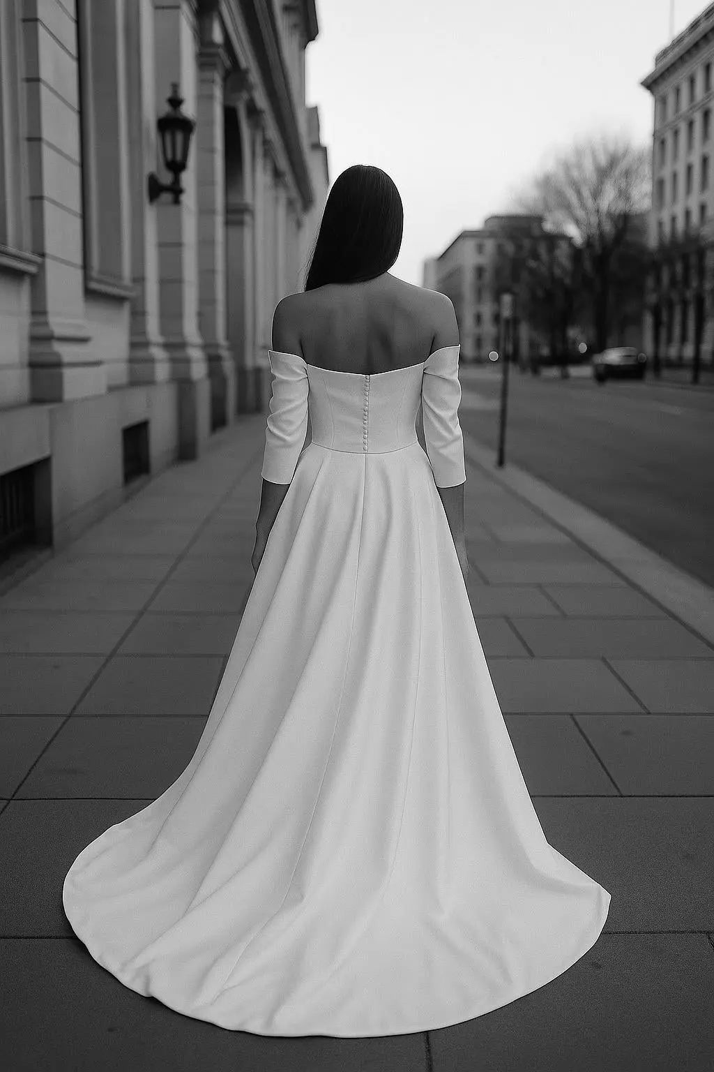 Off-the-Shoulder Satin Wedding Dress | Modern Classic Bridal Gown Payton Bridal