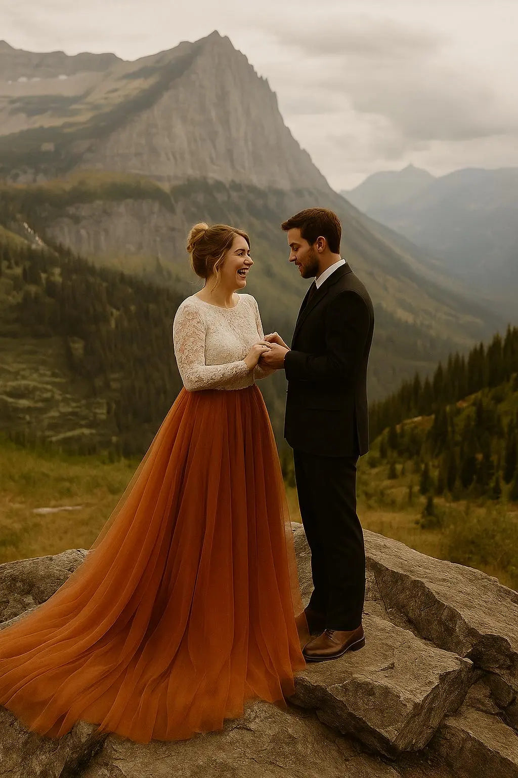 Rust Tulle Skirt & Ivory Lace Top – Two Piece Bridal / Boho Outfit Payton Bridal
