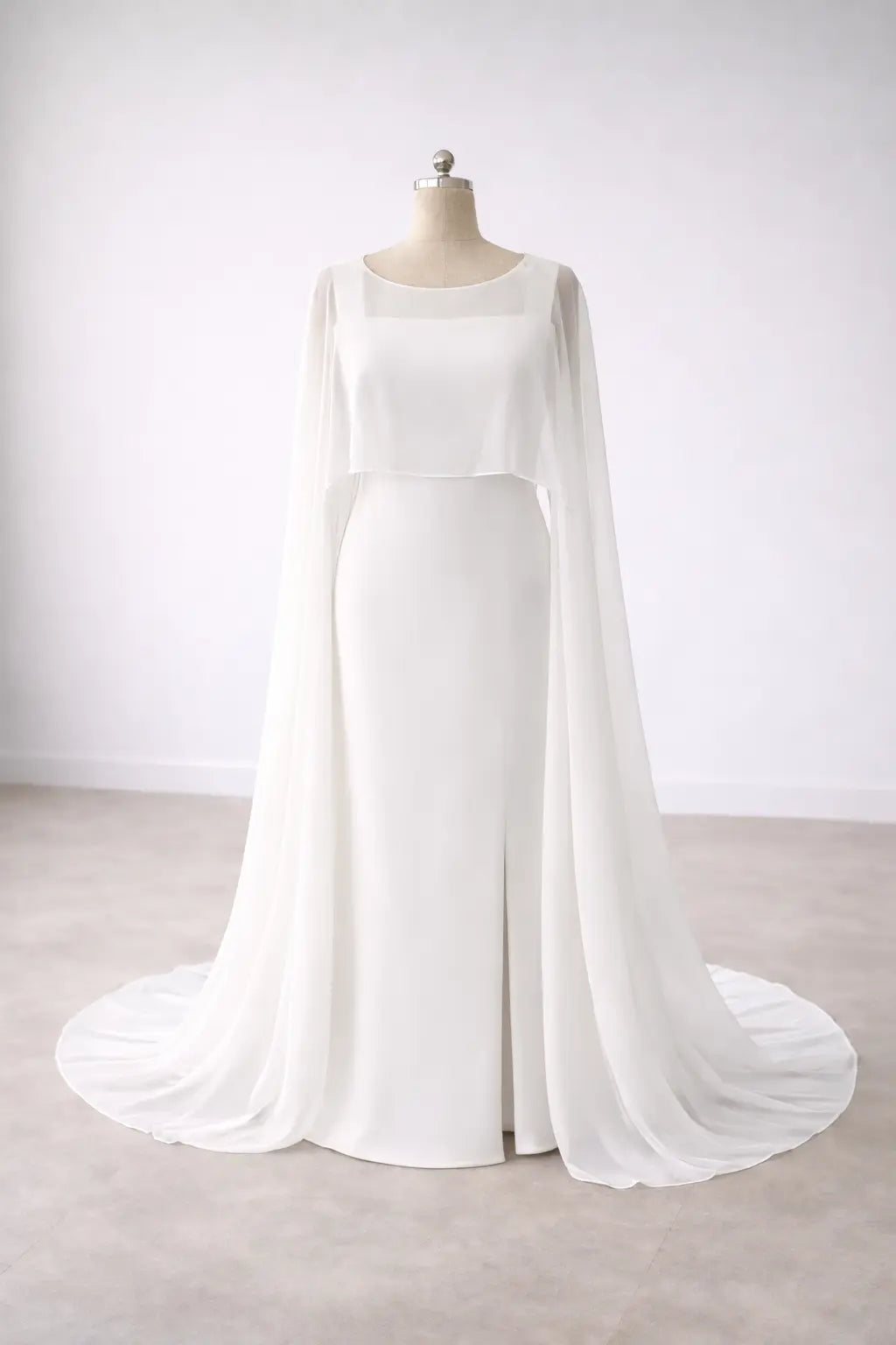 Ethereal Chiffon Cape Wedding Dress Payton Bridal