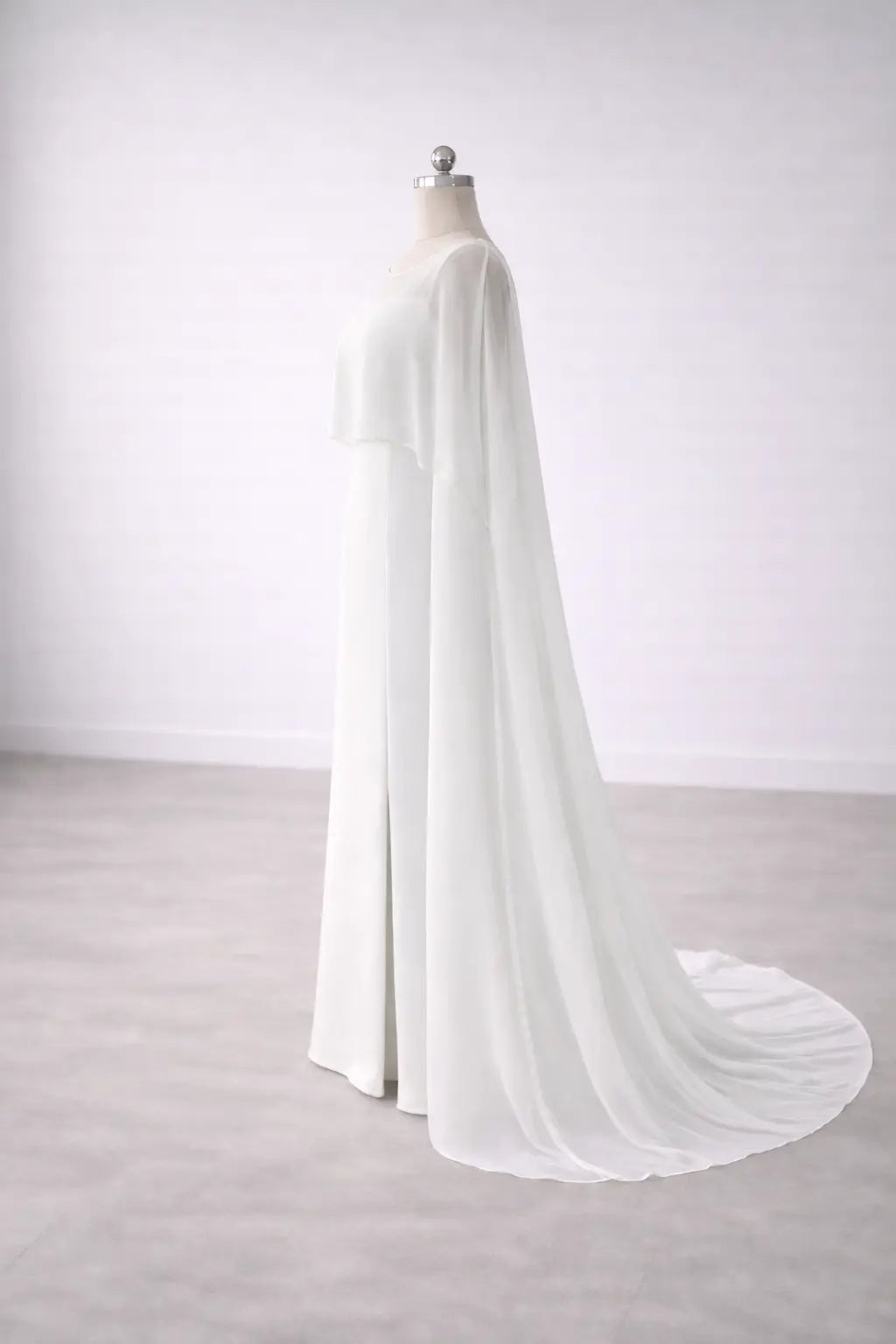 Ethereal Chiffon Cape Wedding Dress Payton Bridal