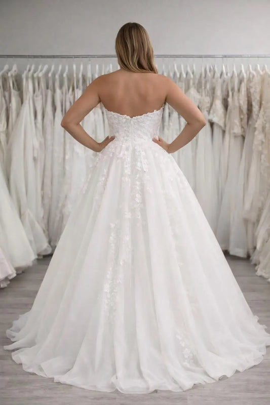 Strapless Lace Wedding Dress with Structured Bodice & Zip Back Payton Bridal