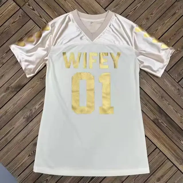 Wifey Jersey: Ivory & Gold Bridal Shirt Dress Payton Bridal