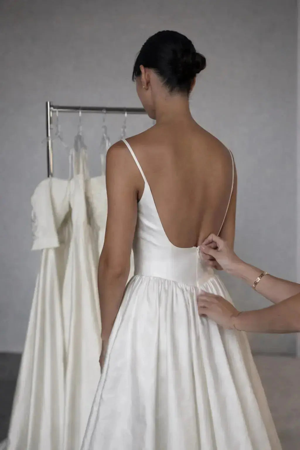 Minimalist Satin Wedding Dress – Scoop Neck A-Line Bridal Gown with Low Back Payton Bridal