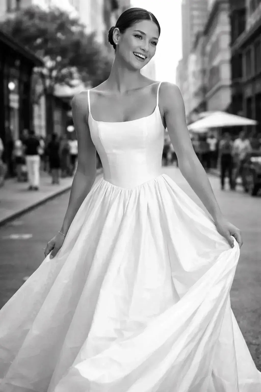 Minimalist Satin Wedding Dress – Scoop Neck A-Line Bridal Gown with Low Back Payton Bridal