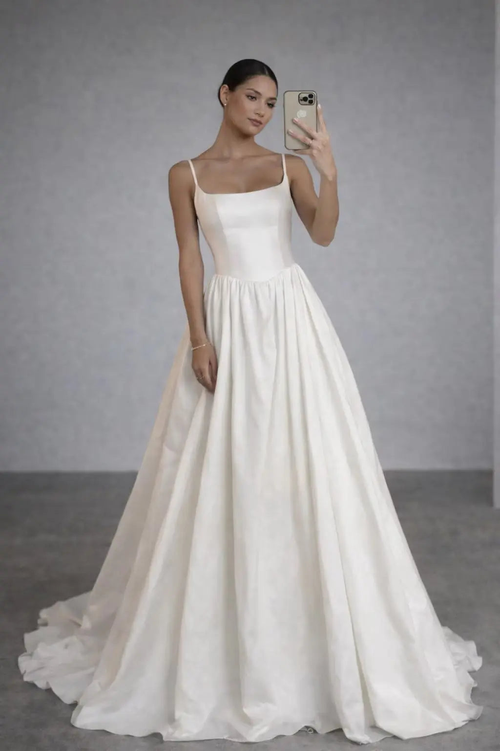 Minimalist Satin Wedding Dress – Scoop Neck A-Line Bridal Gown with Low Back - Payton Bridal