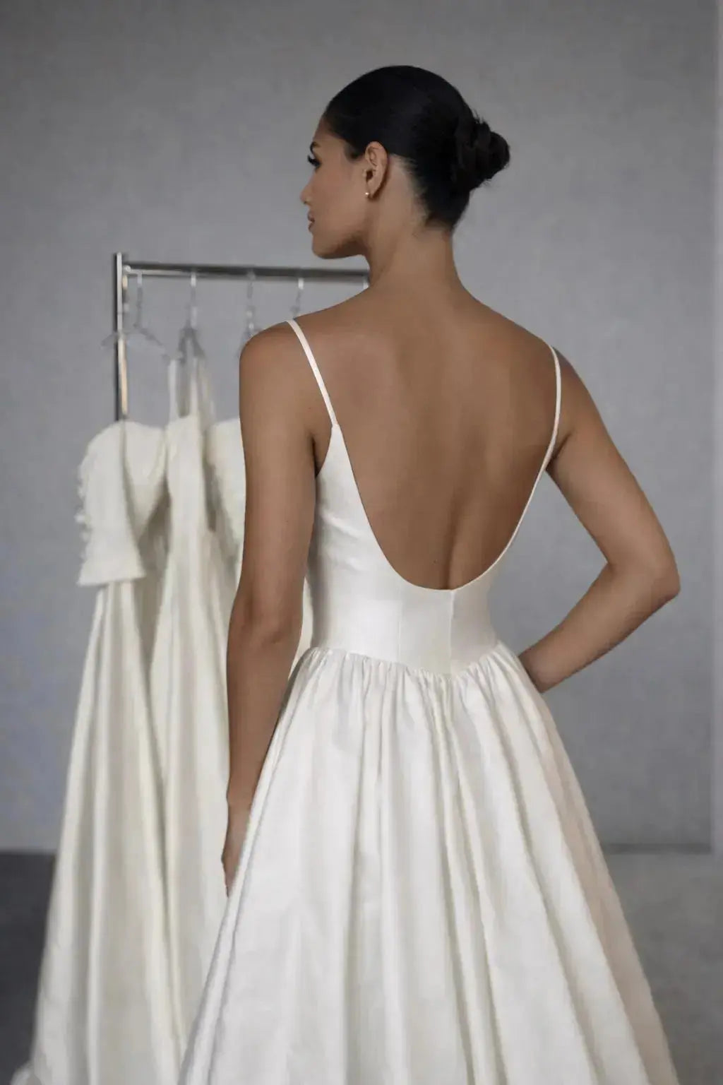 Minimalist Satin Wedding Dress – Scoop Neck A-Line Bridal Gown with Low Back Payton Bridal