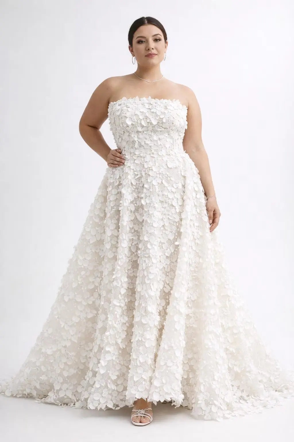Strapless 3D Floral Lace Wedding Dress – Modern Textured Bridal Gown Payton Bridal
