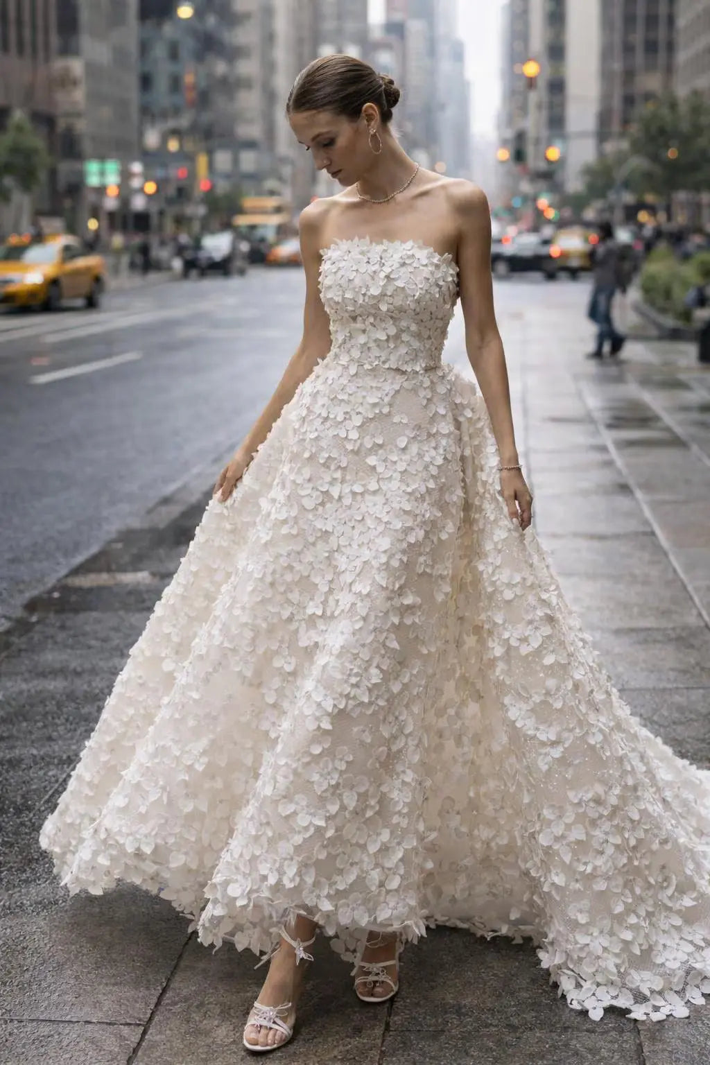 Strapless 3D Floral Lace Wedding Dress – Modern Textured Bridal Gown Payton Bridal