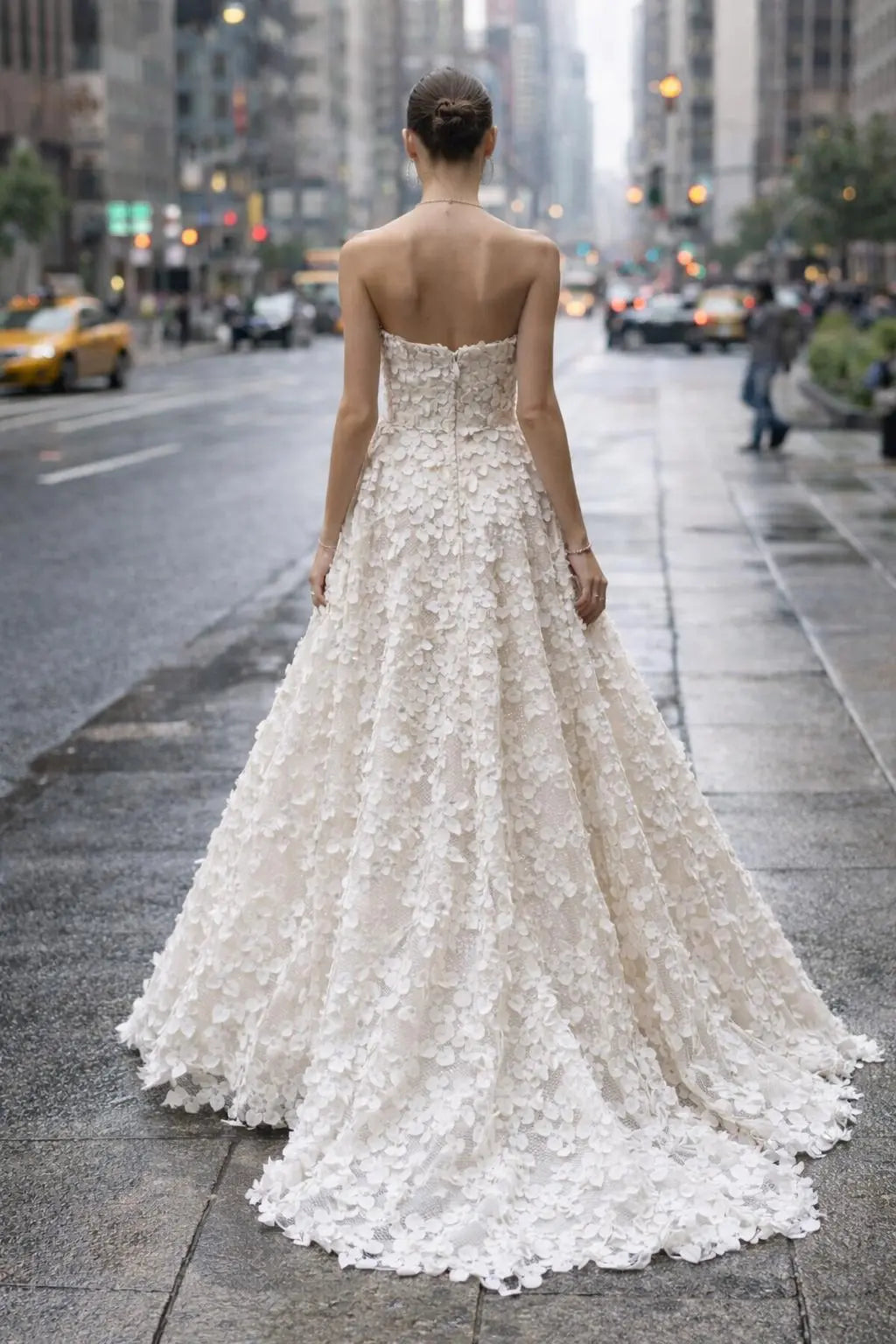 Strapless 3D Floral Lace Wedding Dress – Modern Textured Bridal Gown Payton Bridal