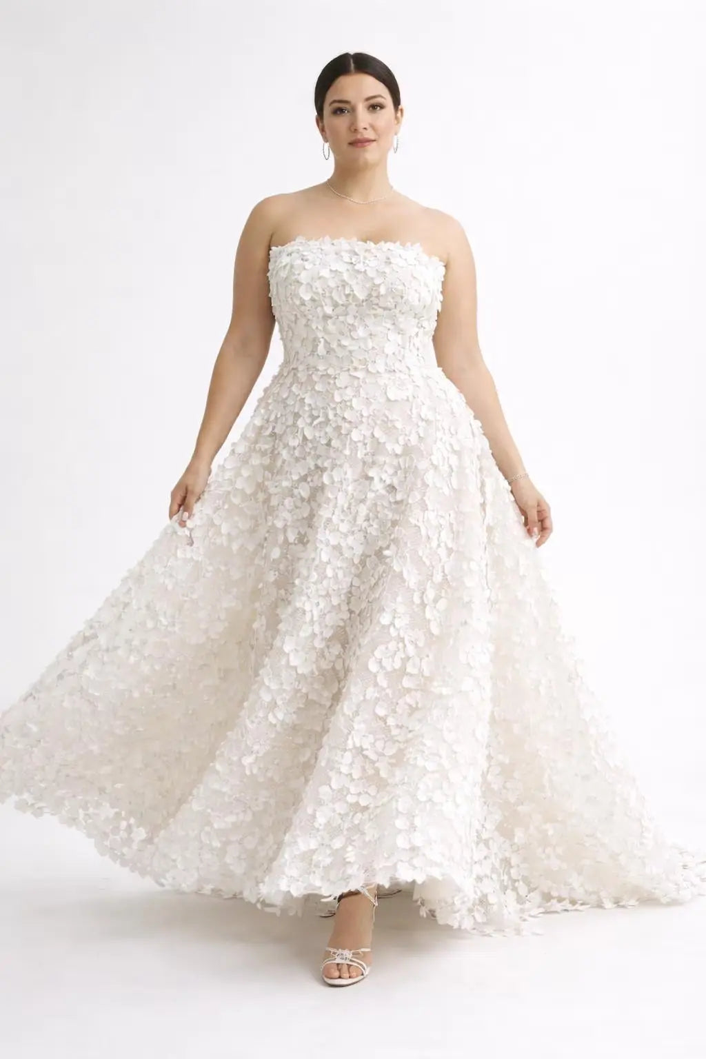 Strapless 3D Floral Lace Wedding Dress – Modern Textured Bridal Gown Payton Bridal