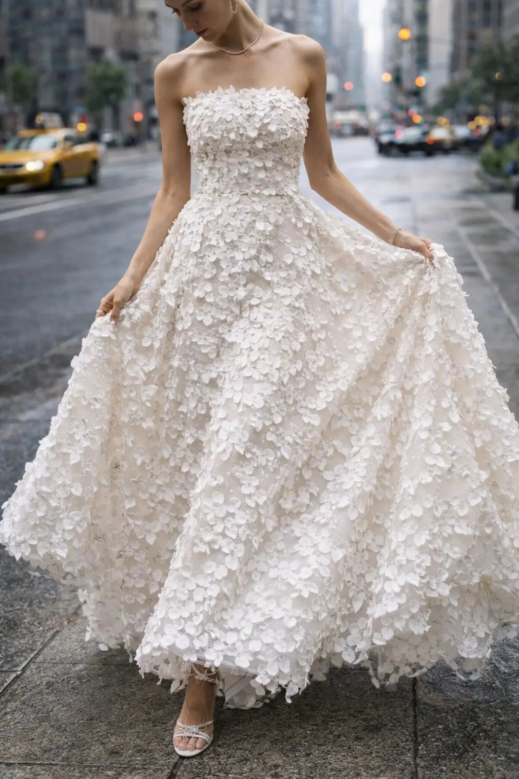 Strapless 3D Floral Lace Wedding Dress – Modern Textured Bridal Gown Payton Bridal