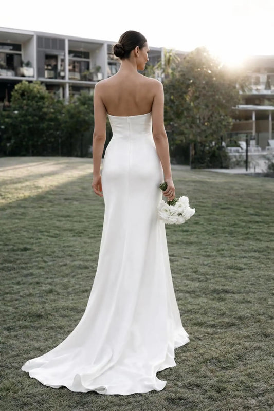 Minimalist Satin Strapless Wedding Dress – Modern Bridal Gown Payton Bridal