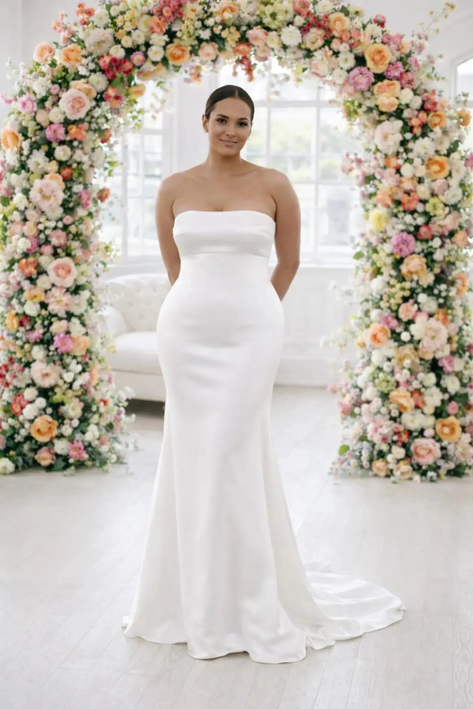 Minimalist Satin Strapless Wedding Dress – Modern Bridal Gown Payton Bridal