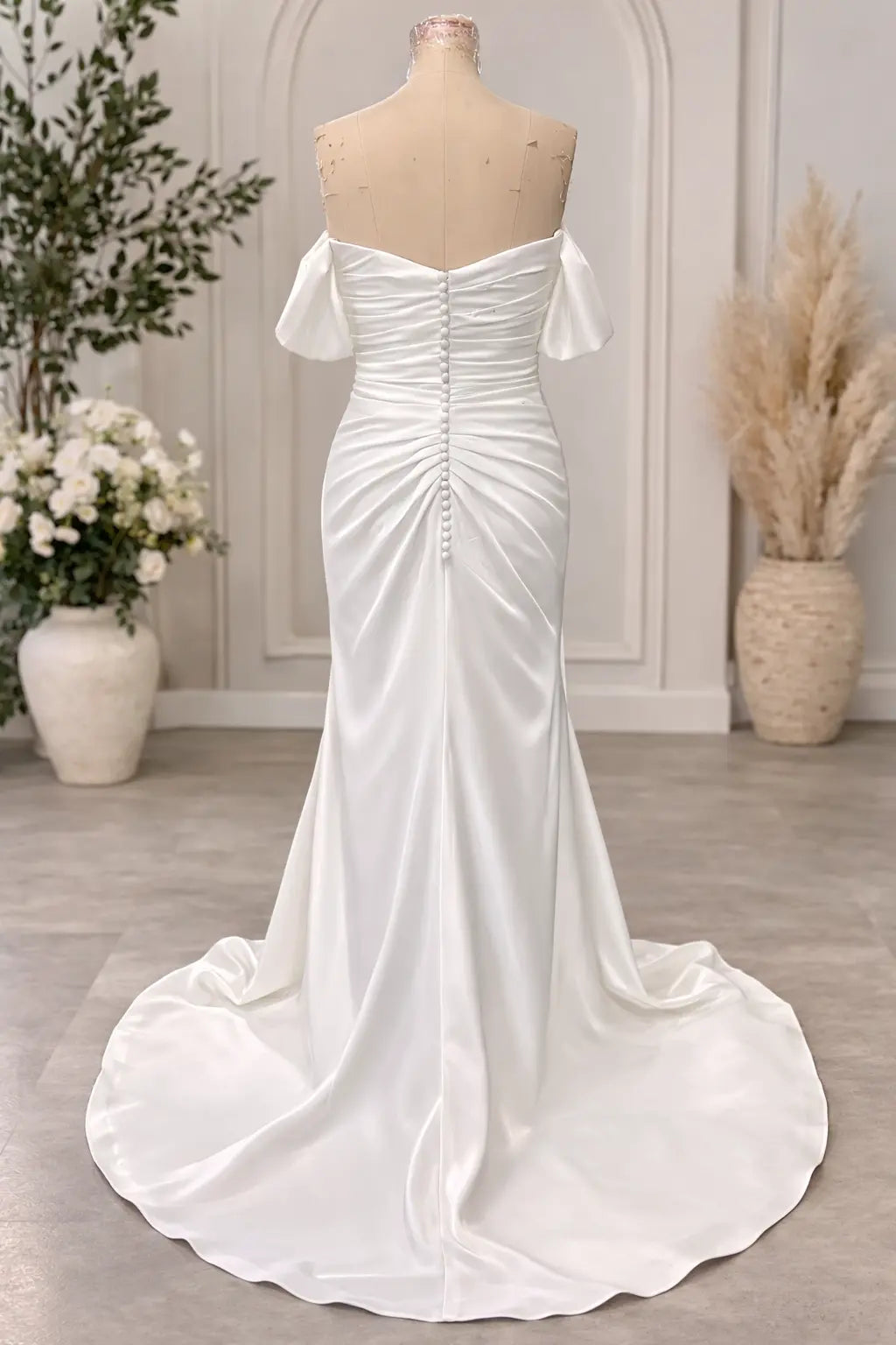Off-Shoulder Crepe Wedding Dress – Modern Elegant Bridal Gown Payton Bridal
