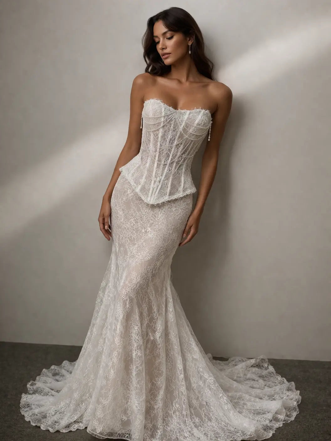 Lace Corset Wedding Dress – Structured Bodice & Mermaid Lace Skirt Payton Bridal