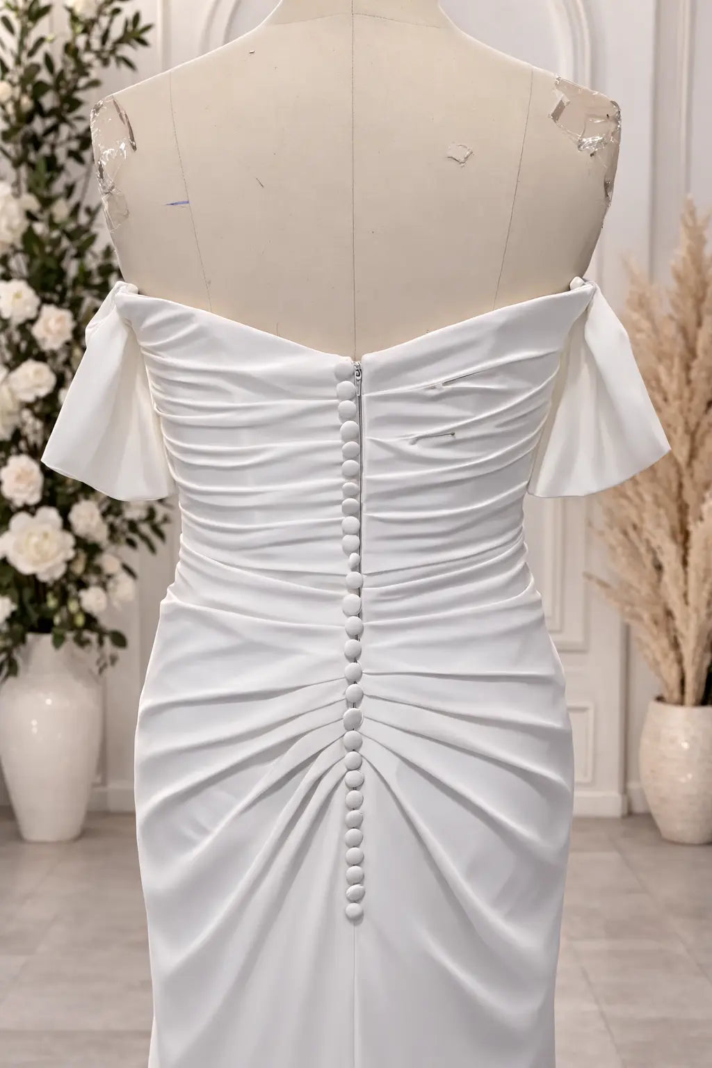 Off-Shoulder Crepe Wedding Dress – Modern Elegant Bridal Gown Payton Bridal