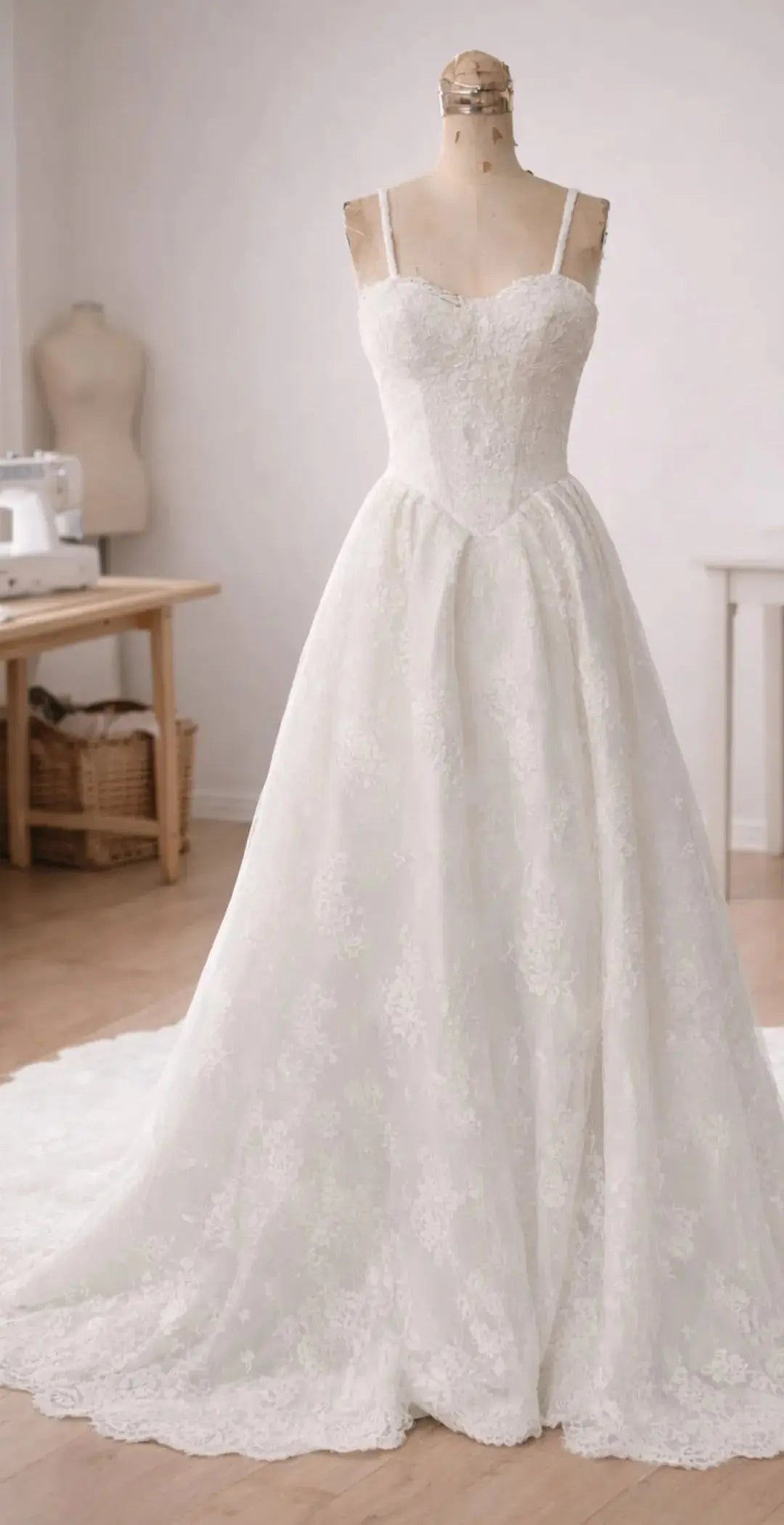 Romantic Lace Corset Wedding Dress with Train Payton Bridal