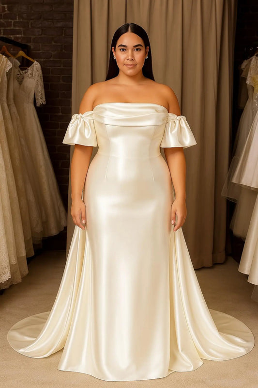 Satin Wedding Dress with Detachable Train & Statement Bow Payton Bridal