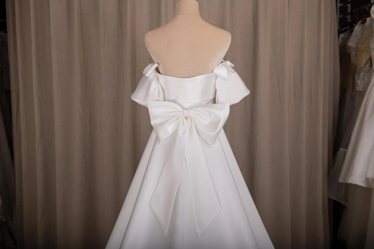 Satin Wedding Dress with Detachable Train & Statement Bow Payton Bridal