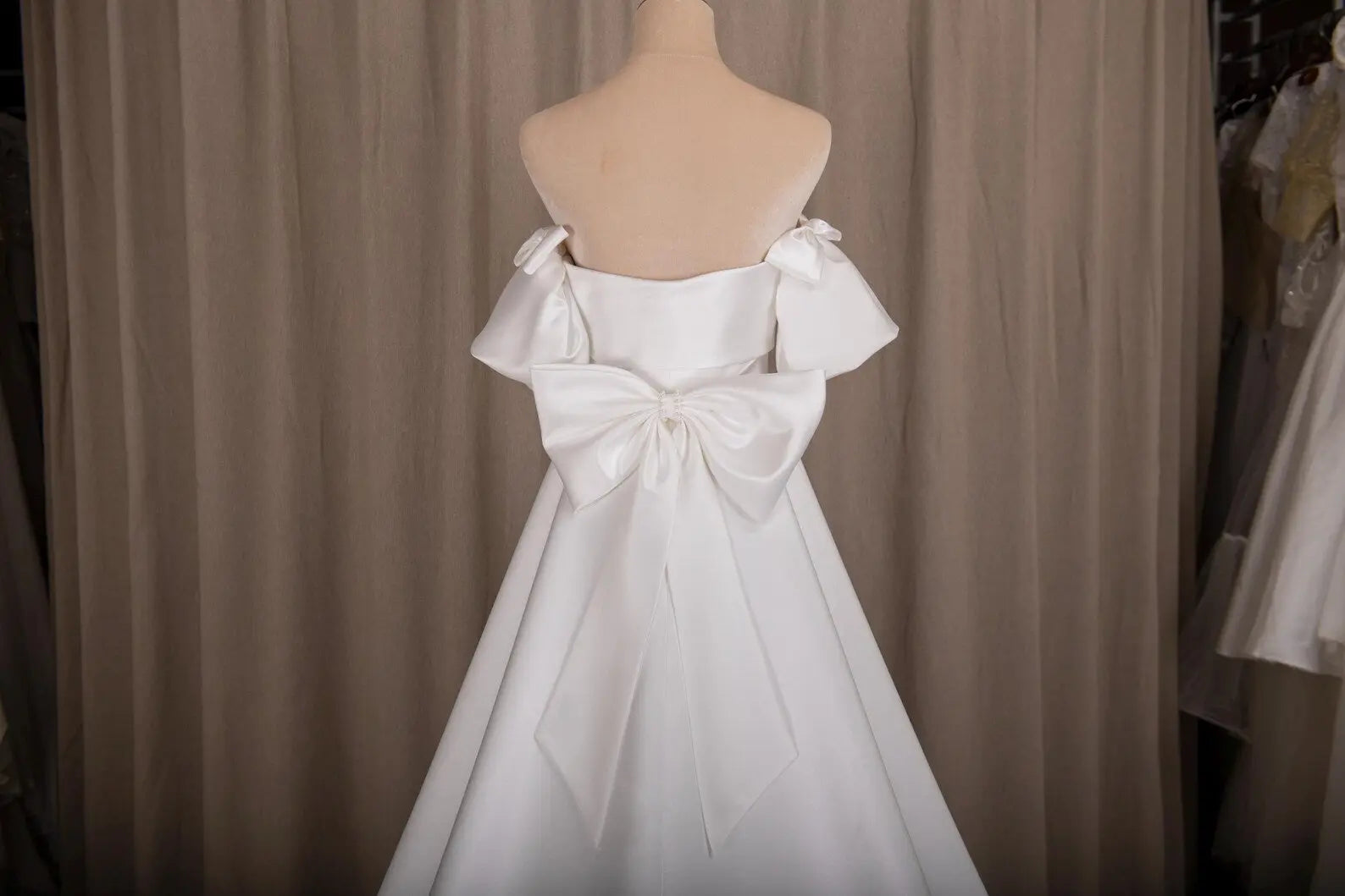 Satin Wedding Dress with Detachable Train & Statement Bow Payton Bridal