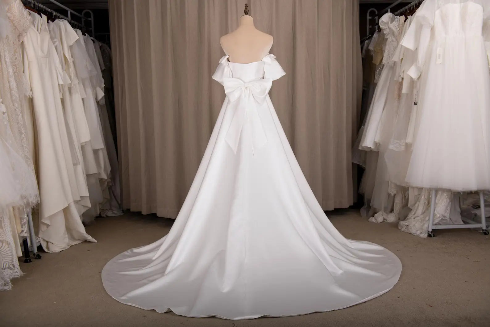 Satin Wedding Dress with Detachable Train & Statement Bow Payton Bridal