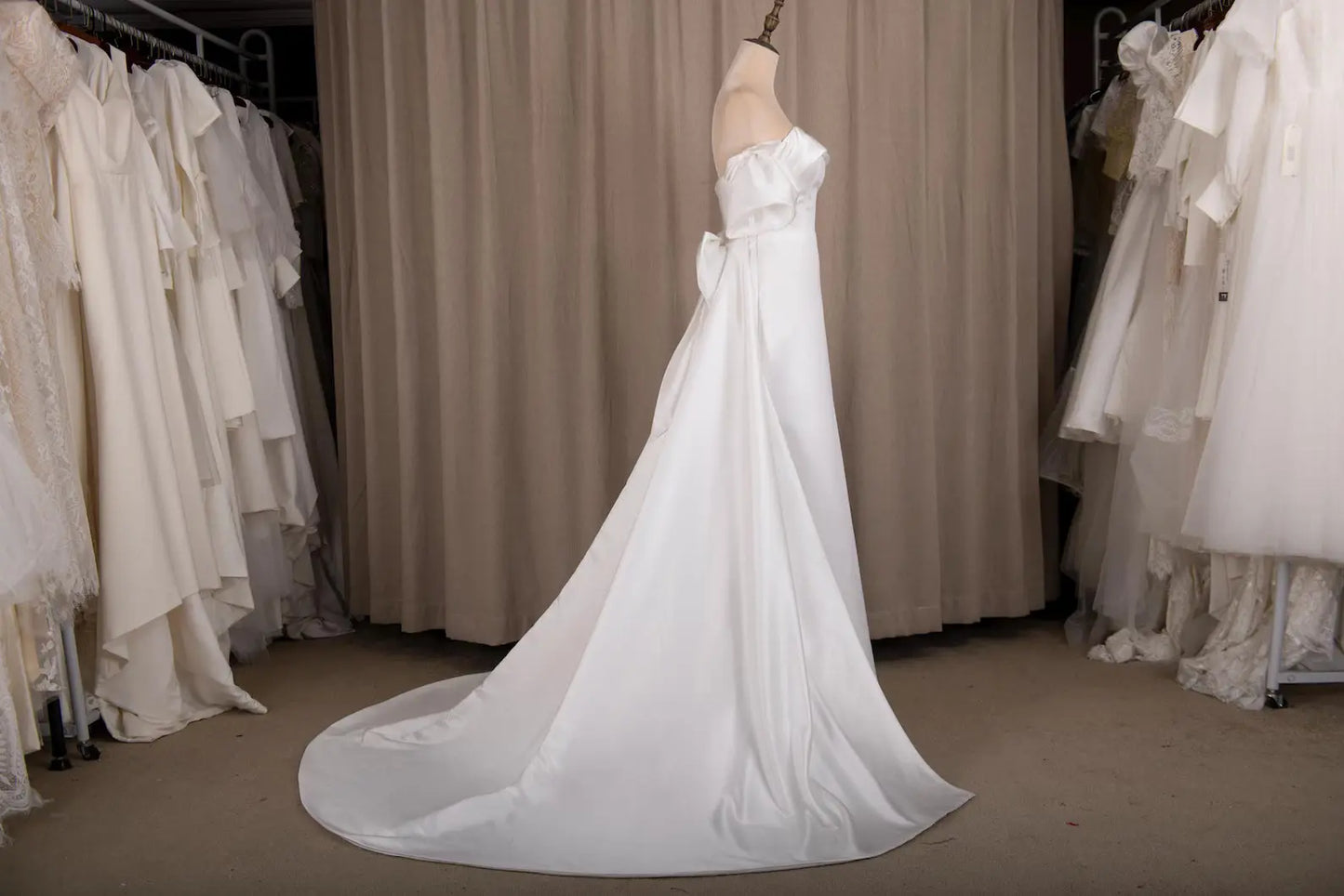 Satin Wedding Dress with Detachable Train & Statement Bow Payton Bridal