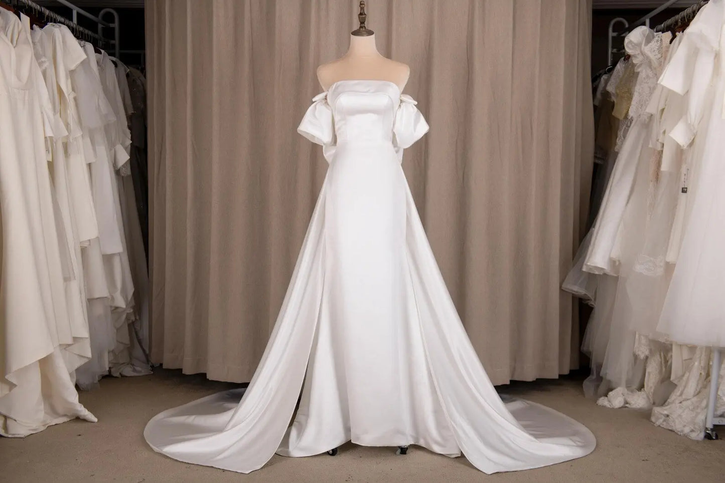 Satin Wedding Dress with Detachable Train & Statement Bow Payton Bridal